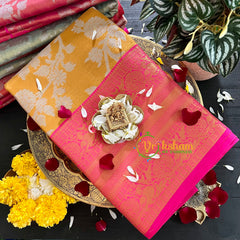 Yellow Pink Semi Banarasi Saree-Festive Banarasi Saree-SA0004