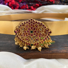 Premium AD Stone Lotus Shaped Pendant Plain Hip Belt-G2894