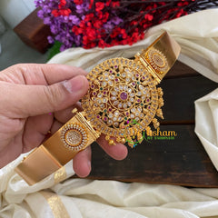 Premium AD Stone Floral Pendant Plain Hipbelt-G2897