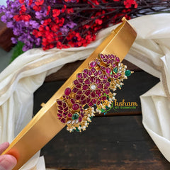 Premium Red AD Stone Peacock Pendant Plain Hipbelt-G2898