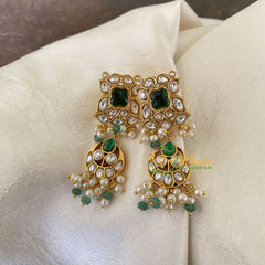 Precious Jadau Kundan Danglers -White Green -J765