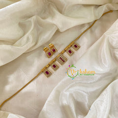 Traditional AD Stone Choker Neckpiece -Red -G9060