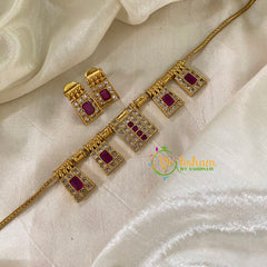 Traditional AD Stone Choker Neckpiece -Red -G9060