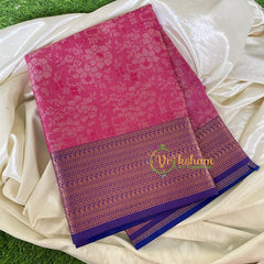 Pinkish Red Kora Muslin Saree-VS645