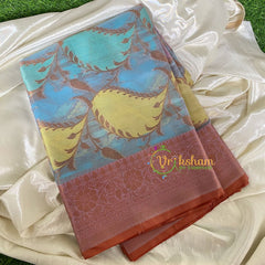 Light Blue Kora Muslin Saree-VS644