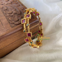 Premium AD Stone Bangles-Red Green-G6800