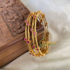 Premium AD Stone Bangles -Red Dots -G6802