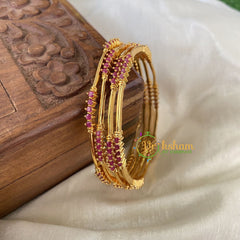Premium AD Stone Bangles -Red-G6832