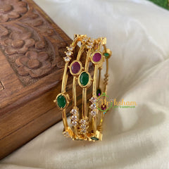 Premium AD Stone Bangles -Red Green -G6830