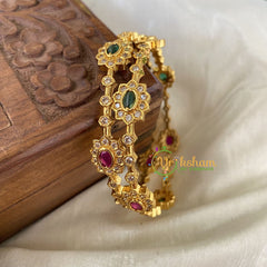 Premium AD Stone Bangles Red Green -Tilak-G6820
