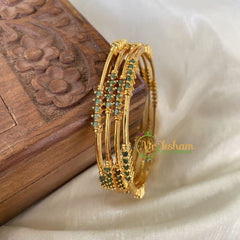 Premium AD Stone Bangles-Green -G6831