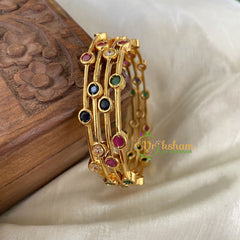 Premium AD Stone Bangles Red Green -Circles-G6818