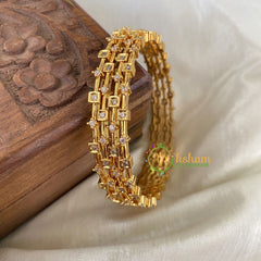 Premium AD Stone Bangles -White-G6828