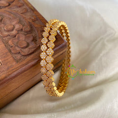 Premium AD Stone Bangles -White- Floral-G6819