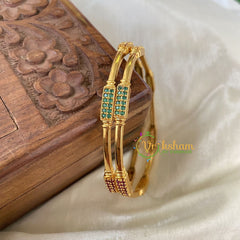Premium AD Stone Bangles -Red Green-G6822
