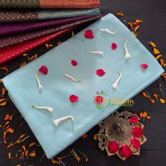 Light Blue Silver Zari Saree- Litchi Silk Saree -VS001