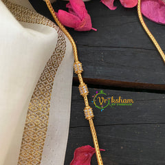 Traditional AD Stone Mogappu Chain-Hollow 3St-W-G4592