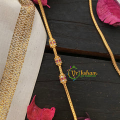 Traditional AD Stone Mogappu Chain-Hollow 3St-WRW-G4594