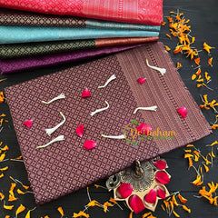 Dark Brown Silk Saree-Litchi Silk Saree -VS003