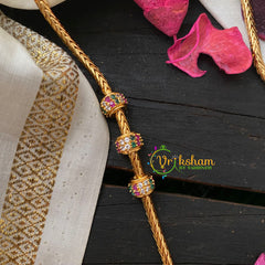 Traditional AD Stone Mogappu Chain-Hollow 2St-RGW-G4595