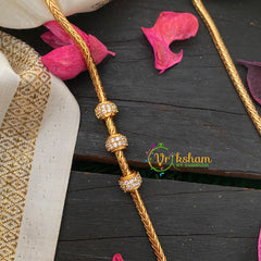 Traditional AD Stone Mogappu Chain-Hollow 2St-White-G4596