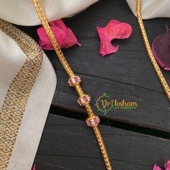 Traditional AD Stone Mogappu Chain-Hollow 2St-RW-G4597