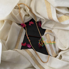 Traditional AD Stone Mogappu Chain-Hollow 2St-Red-G4598