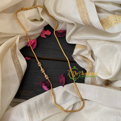 Traditional AD Stone Mogappu Chain-Hollow 4St-WGRW-G4600