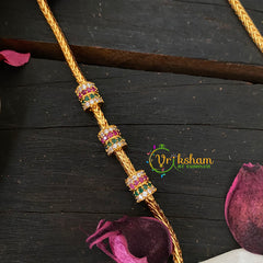 Traditional AD Stone Mogappu Chain-Hollow 4St-WGRW-G4600