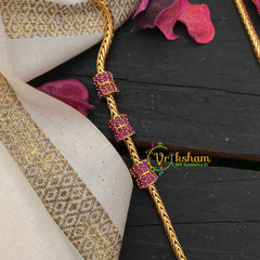 Traditional AD Stone Mogappu Chain-Hollow 4St-Red-G4602