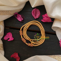 Traditional AD Stone Mogappu Chain-Filigree-RED-G4606