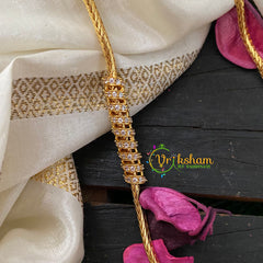 Traditional AD Stone Mogappu Chain-White- Long Spiral-G4607