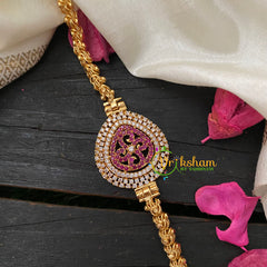 Traditional AD Stone Mogappu Chain-Red White- FLORAL-G4609