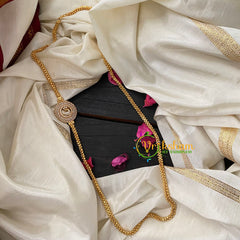 Traditional AD Stone Mogappu Chain-Peacock-G4610