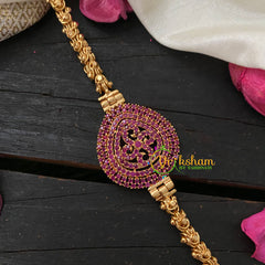 Traditional AD Stone Mogappu Chain-Red- FLORAL-G4611