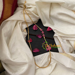 Traditional AD Stone Round Mugappu Chain-3 Ball -Red-G4612