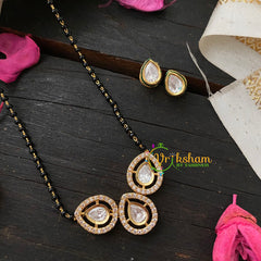 AD Stone Kundan Pendant Mangalsutra-3 leaves-G4553