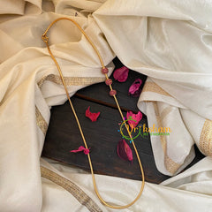 Traditional AD Stone Mogappu Chain-Round 4ST-Red- G4616