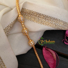 Traditional AD Stone Mogappu Chain-Round-White-G4619