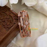 Rose gold AD Stone Bangles -White -G7895