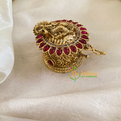 Gold Look Alike Temple Kumkum Box -Krishna Radha-G9782