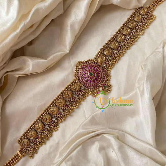 Gold look alike AD Stone Bridal Hip Chain-Gold Bead-G9109