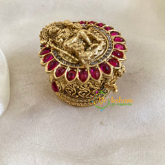 Gold Look Alike Temple Kumkum Box -Shiv Parvathy-G9781