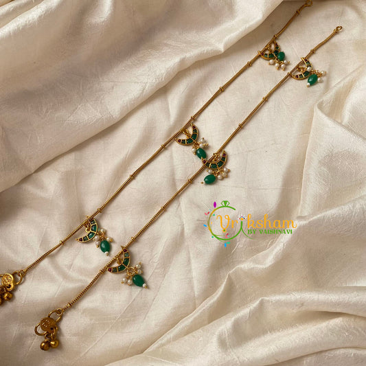 Elegant Gold Look Alike Thin Anklets -chandh-Green Red -G9113