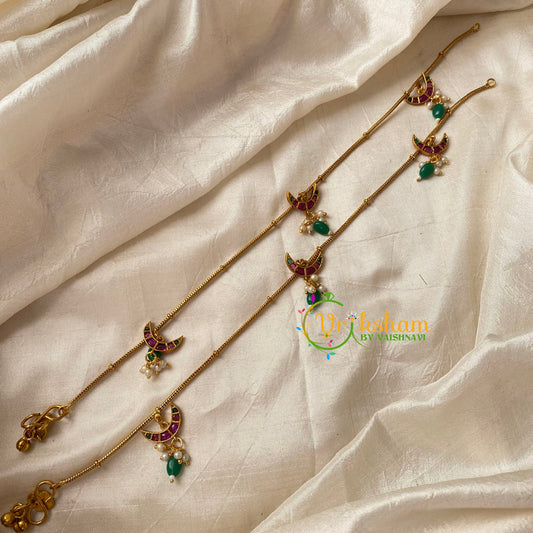 Elegant Gold Look Alike Thin Anklets -Chandh -Red Green -G9111