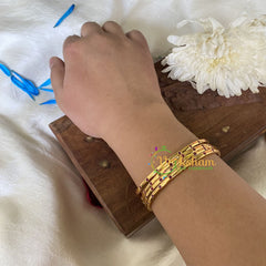 Premium Red Stone Daily Wear Bangle Set-4-G3170