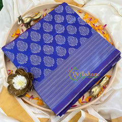 Ink Blue Litchi Silk Saree-VS372