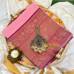 Rose Milk Litchi Silk Saree-VS376