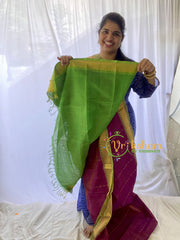 Purple with Green Vairaoosi Silk Cotton Saree-VS402