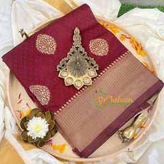 Maroon Litchi Silk Saree-VS380